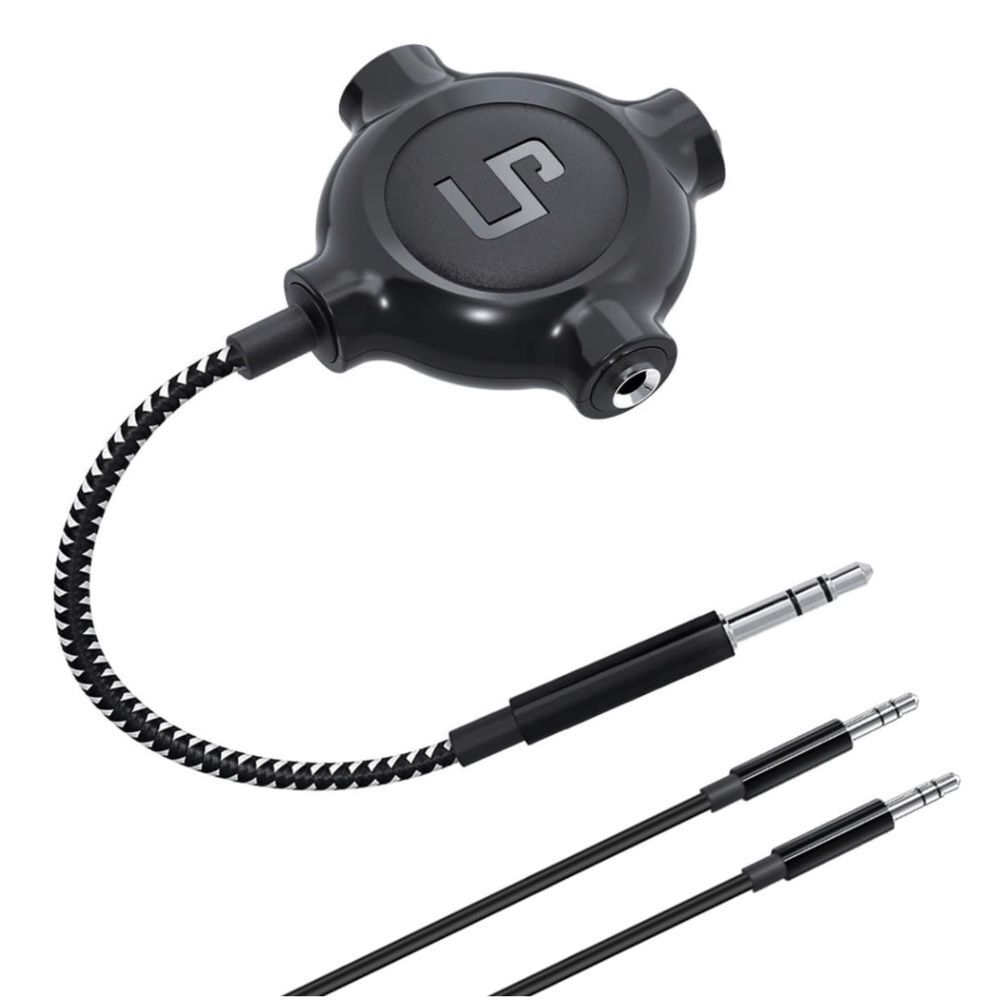5/$25 LP Headphone Splitter, Nylon-Braided 3.5mm Audio Stereo Splitter, 3 Ports